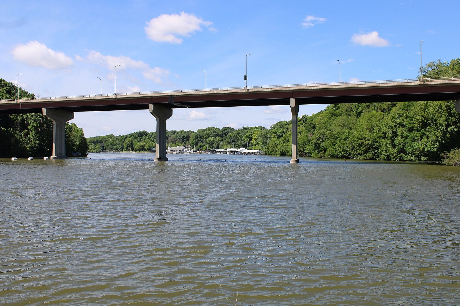 Fox River and the South Memorial Drive Bridge in Appleton, Wisconsin