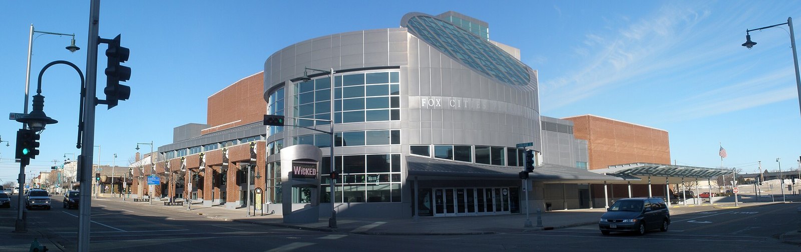 Fox Cities Performing Arts Center exterior in downtown Appleton, Wisconsin