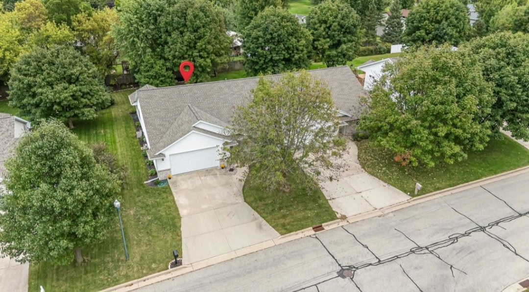 Aerial view of the condo and neighborhood, 646 S Lincoln St, Hortonville WI